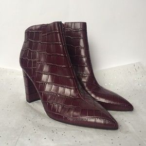 Marc Fisher Purple Croc Embossed Unno Ankle Boot - Size 9.5 Pointed Toe